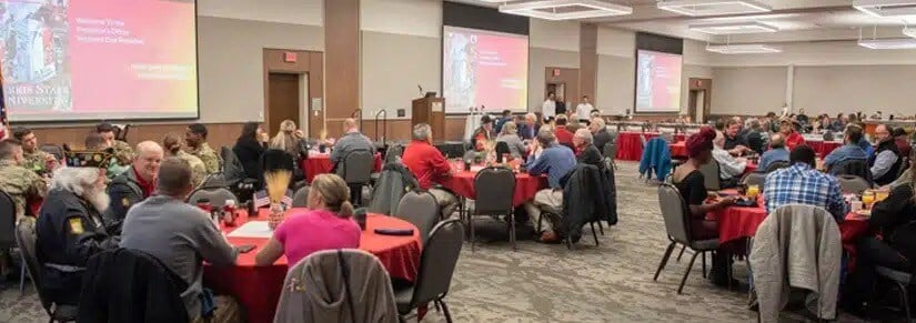 Ferris State ballroom with people at round tables