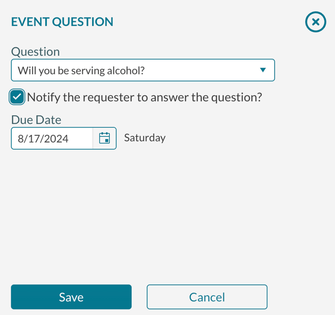 Adding an event question to gather additional data from the requester.