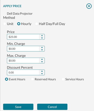 Applying a pricing to a resource