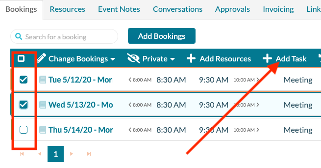 Event Editor - Adding a task to selected bookings