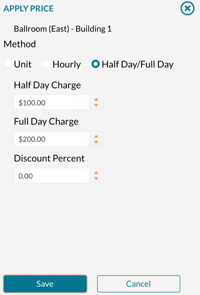 Setting half dayfull day pricing on a room
