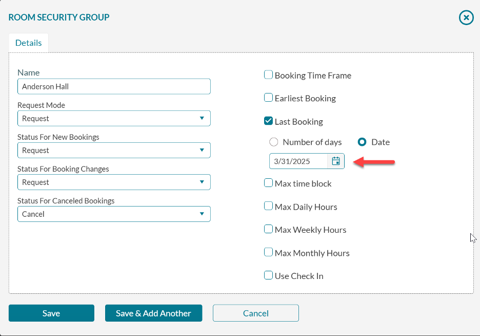 Room Security Group - Last Date for Requests